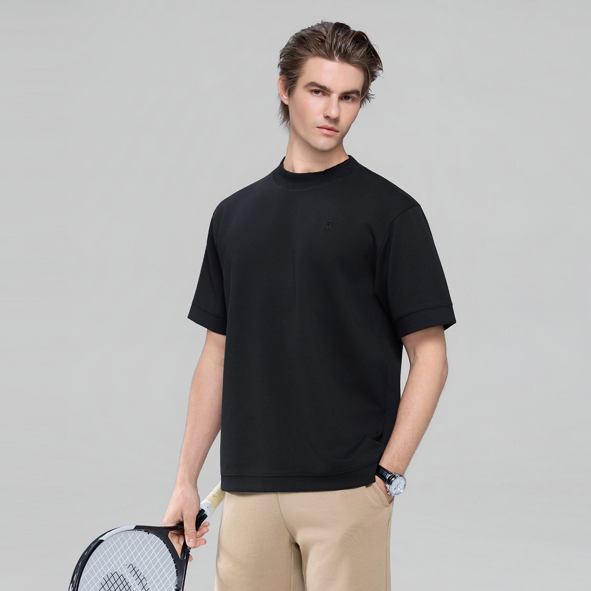 Men's Interlock Crew Neck Relaxed Embroidery Tee - Giordano Online