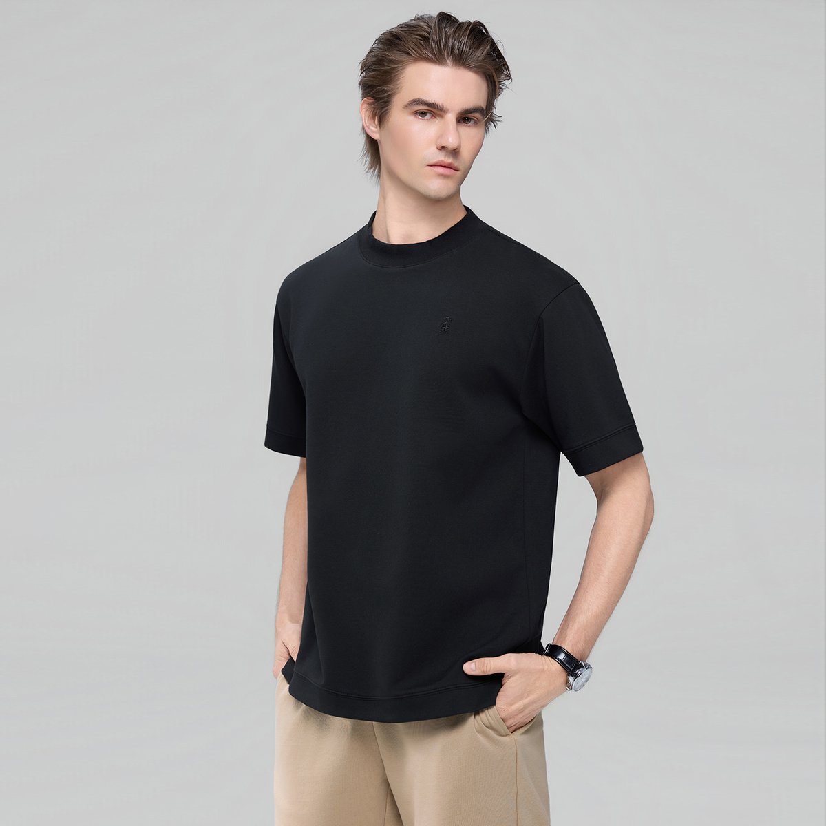 Men's Interlock Crew Neck Relaxed Embroidery Tee - Giordano Online