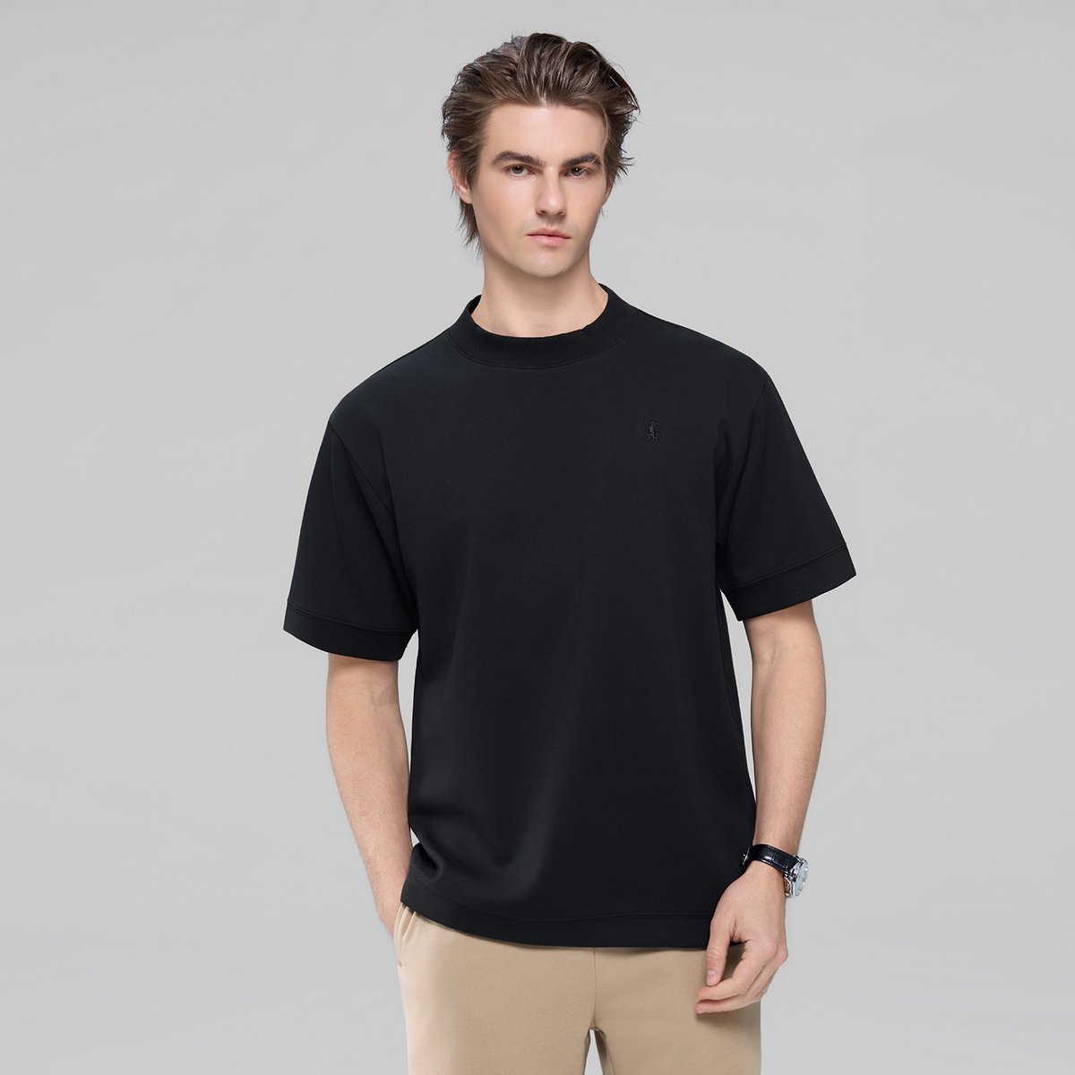 Men's Interlock Crew Neck Relaxed Embroidery Tee - Giordano Online