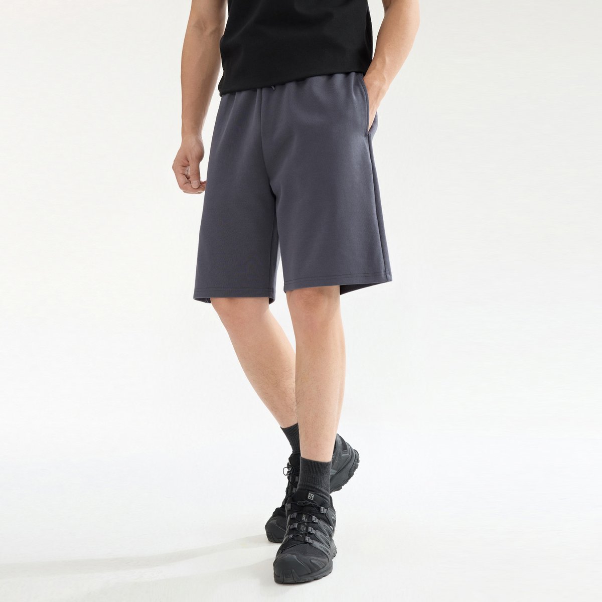 Men’s Interlock Mid‑Rise Regular Fit Elastic Waist Shorts - Giordano Online