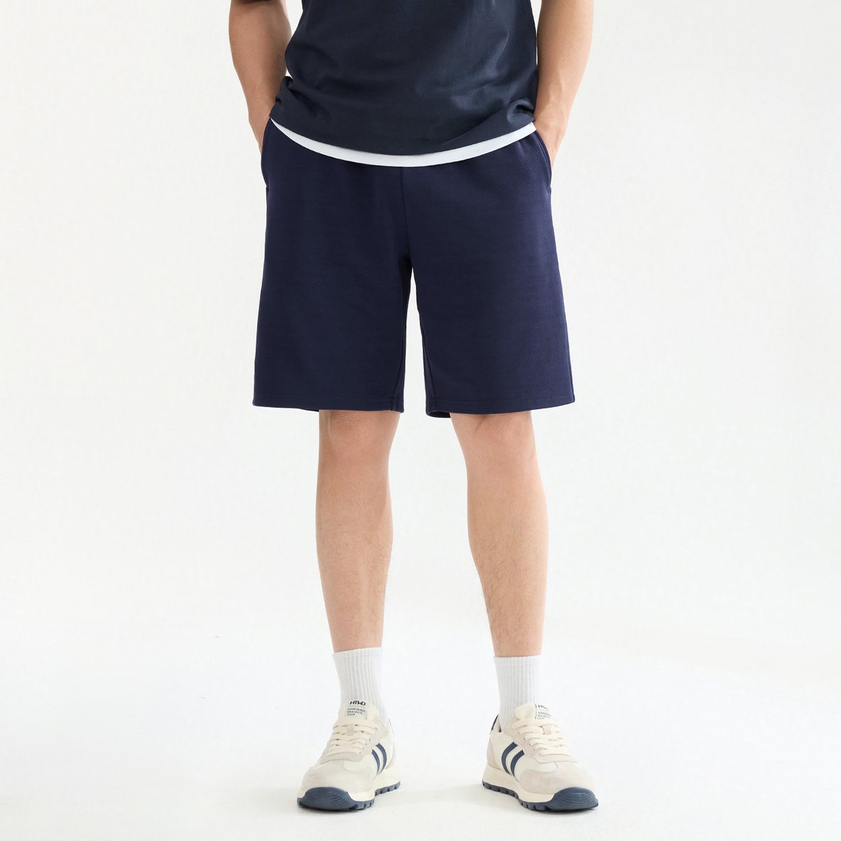 Men’s Interlock Mid‑Rise Regular Fit Elastic Waist Shorts - Giordano Online
