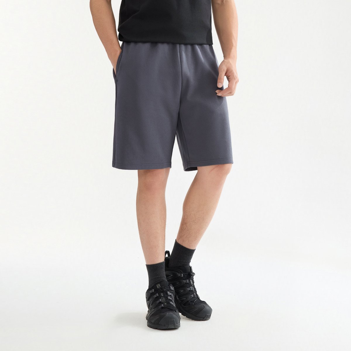 Men’s Interlock Mid‑Rise Regular Fit Elastic Waist Shorts - Giordano Online