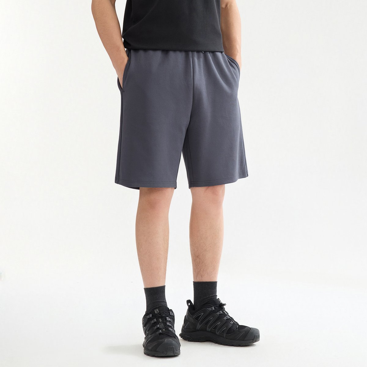 Men’s Interlock Mid‑Rise Regular Fit Elastic Waist Shorts - Giordano Online