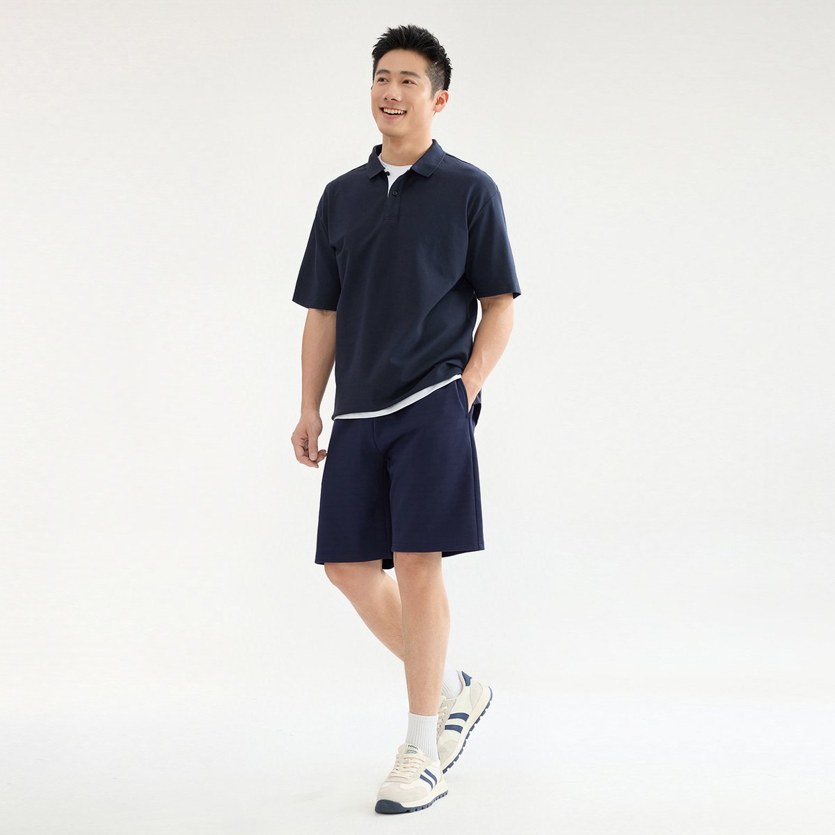 Men’s Interlock Mid‑Rise Regular Fit Elastic Waist Shorts - Giordano Online