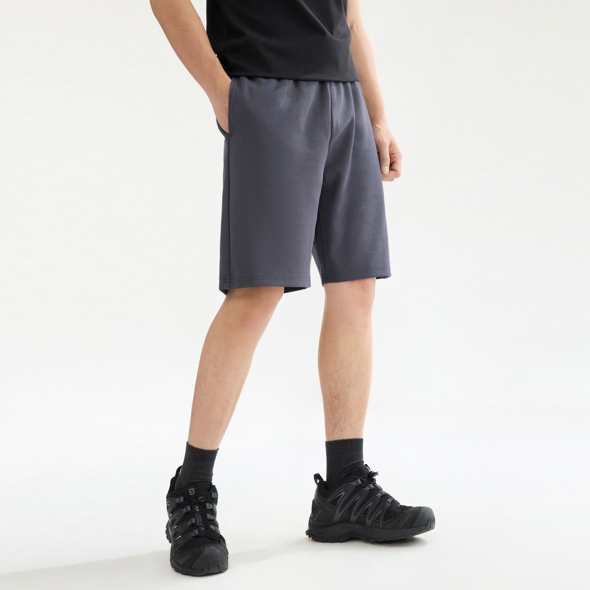Men’s Interlock Mid‑Rise Regular Fit Elastic Waist Shorts - Giordano Online