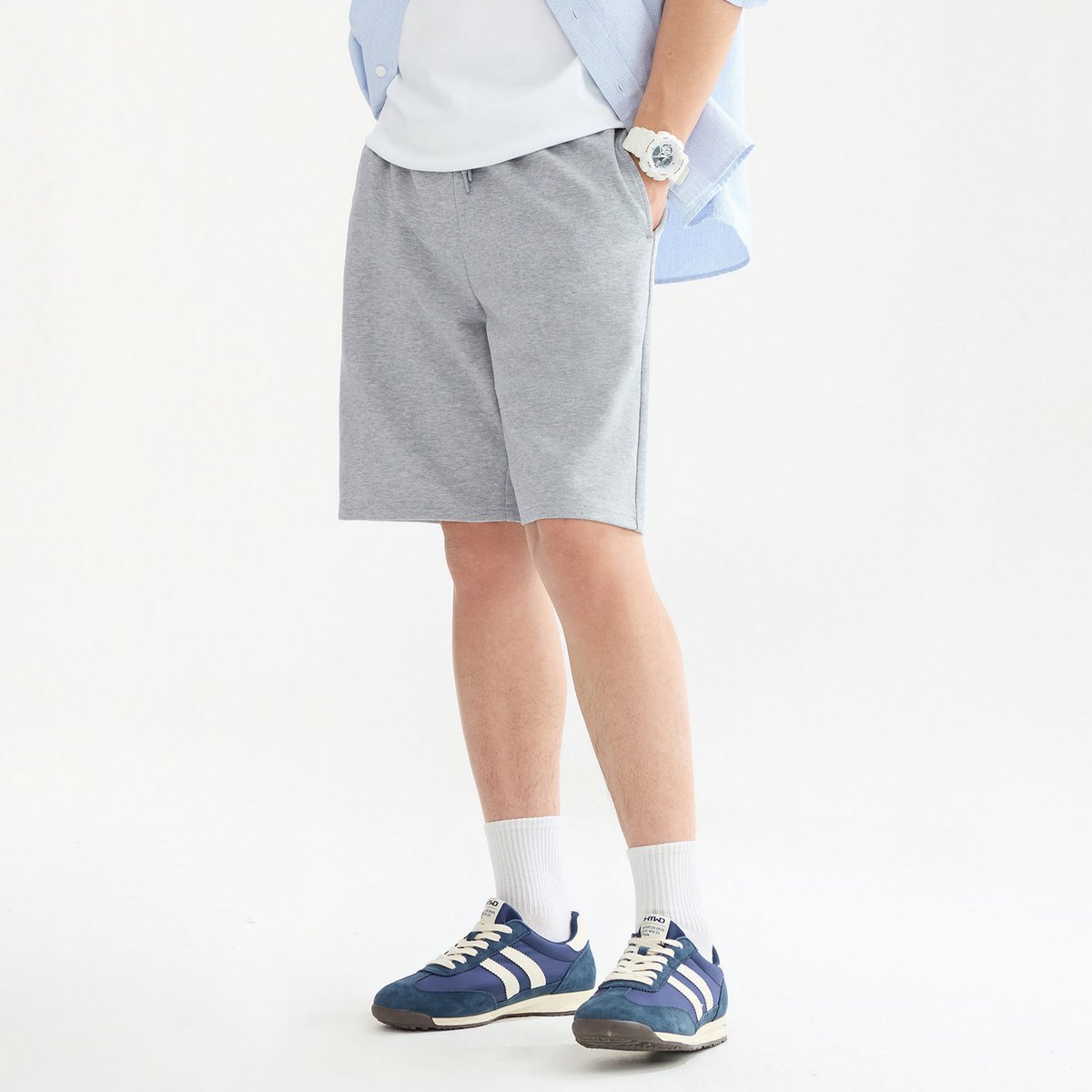 Men’s Interlock Mid‑Rise Regular Fit Elastic Waist Shorts - Giordano Online