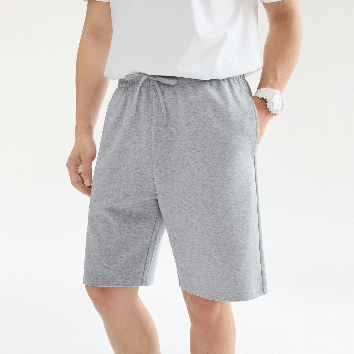 Men’s Interlock Mid‑Rise Regular Fit Elastic Waist Shorts - Giordano Online