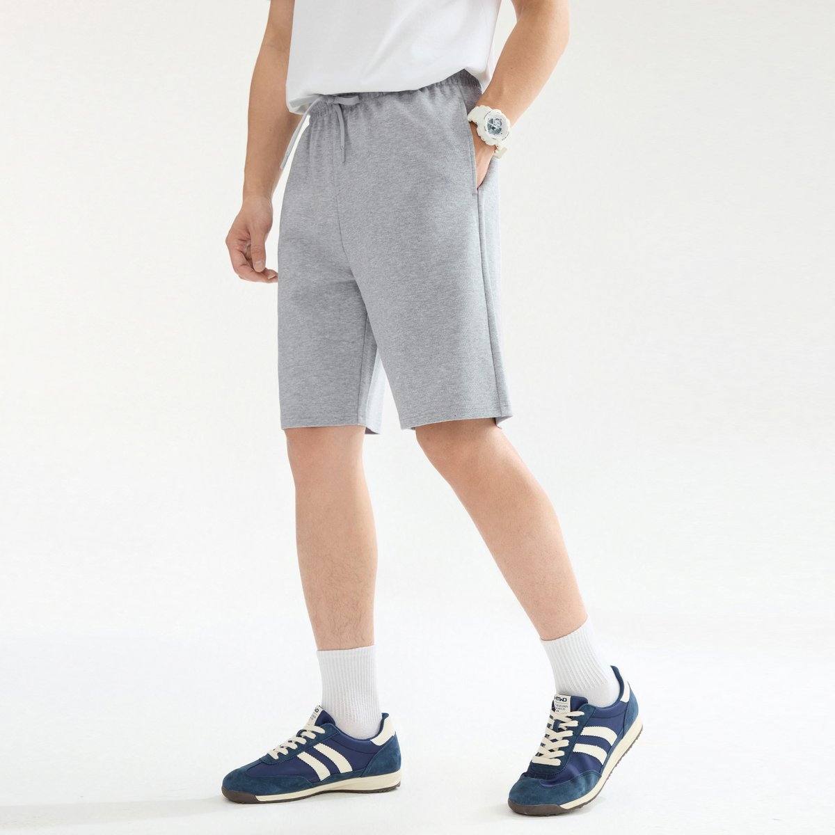 Men’s Interlock Mid‑Rise Regular Fit Elastic Waist Shorts - Giordano Online