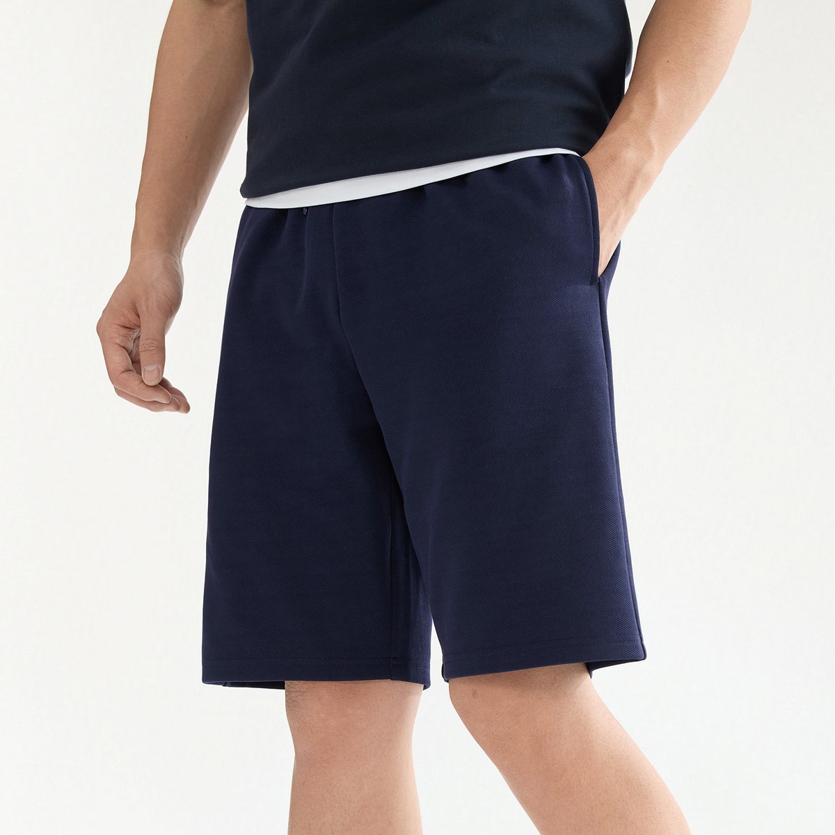 Men’s Interlock Mid‑Rise Regular Fit Elastic Waist Shorts – Giordano Online