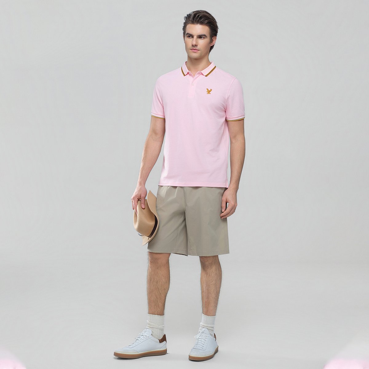 Men's Knit Collar Short Sleeve Slim Fit Embroidered Polo - Giordano Online