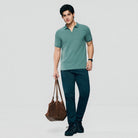 Men's Knit Collar Short Sleeve Slim Fit Zipper Polo - Giordano Online