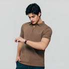Men's Knit Collar Short Sleeve Slim Fit Zipper Polo - Giordano Online