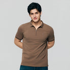 Men's Knit Collar Short Sleeve Slim Fit Zipper Polo - Giordano Online
