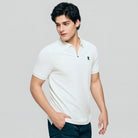 Men's Knit Collar Short Sleeve Slim Fit Zipper Polo - Giordano Online
