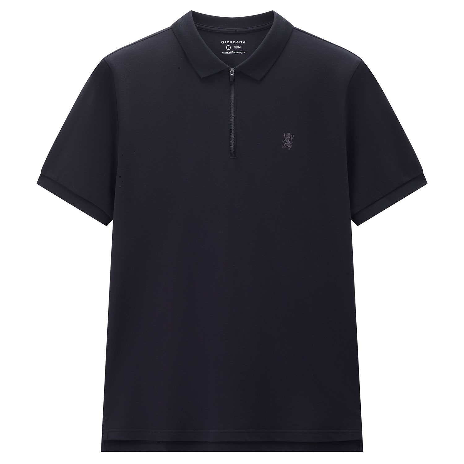 Men's Knit Collar Short Sleeve Slim Fit Zipper Polo - Giordano Online
