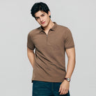 Men's Knit Collar Short Sleeve Slim Fit Zipper Polo - Giordano Online