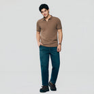 Men's Knit Collar Short Sleeve Slim Fit Zipper Polo - Giordano Online