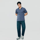 Men's Knit Collar Short Sleeve Slim Fit Zipper Polo - Giordano Online