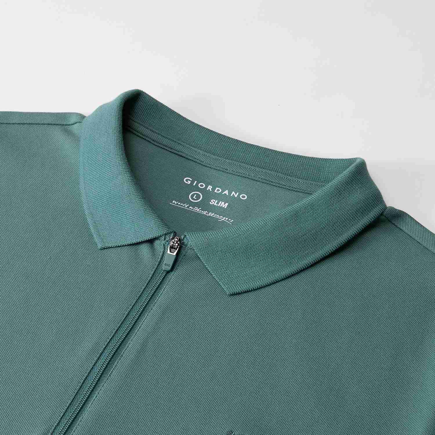 Men's Knit Collar Short Sleeve Slim Fit Zipper Polo - Giordano Online