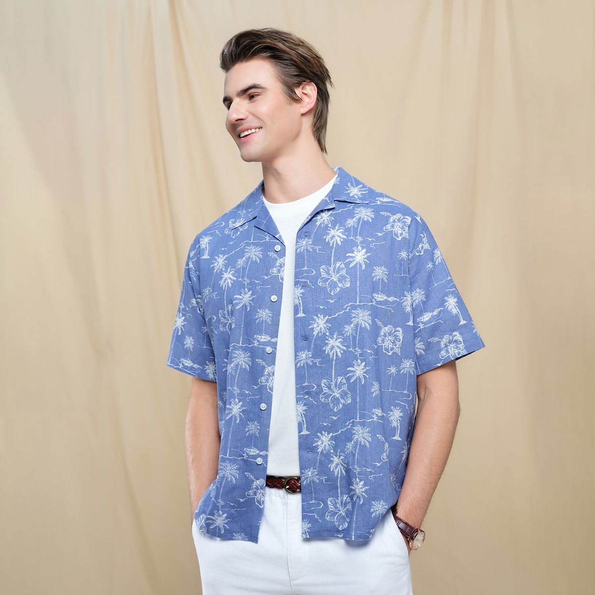 Men's Linen Cotton Poplin Shirt - Giordano Online