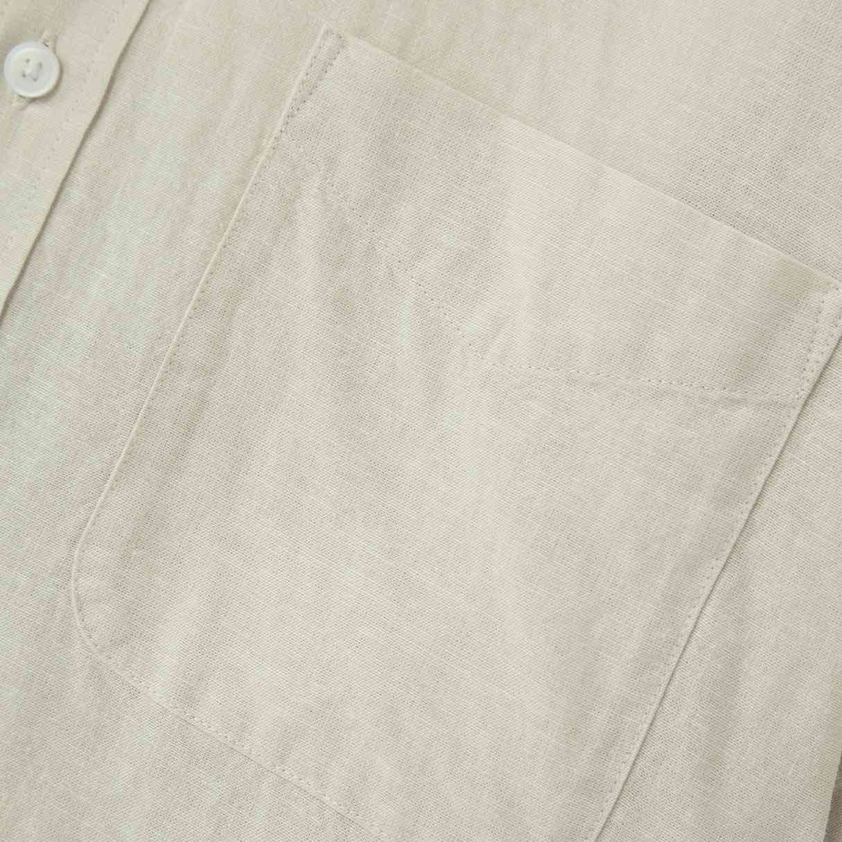Men's Linen Cotton Poplin Short Sleeve Shirt - Brown - Giordano Online