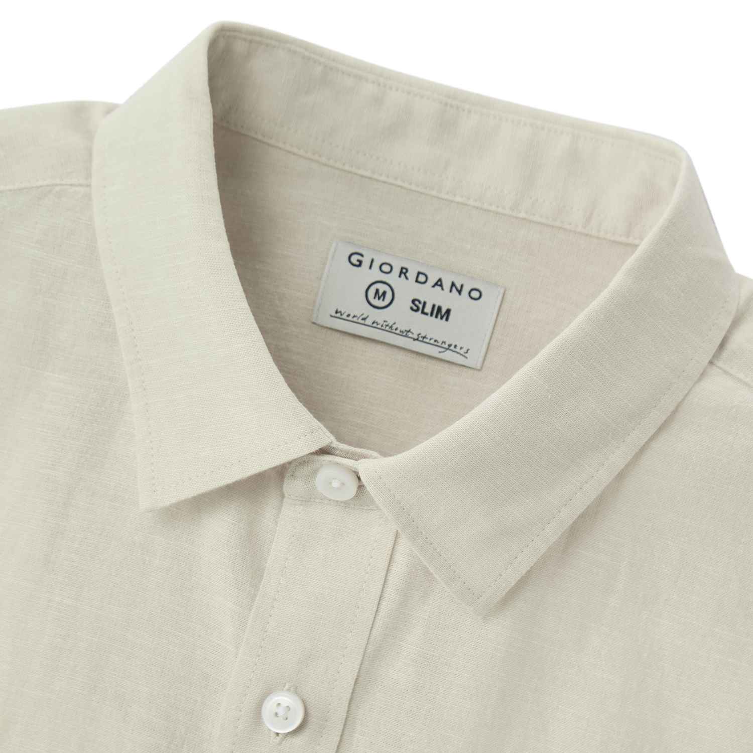 Men's Linen Cotton Poplin Short Sleeve Shirt - Brown - Giordano Online