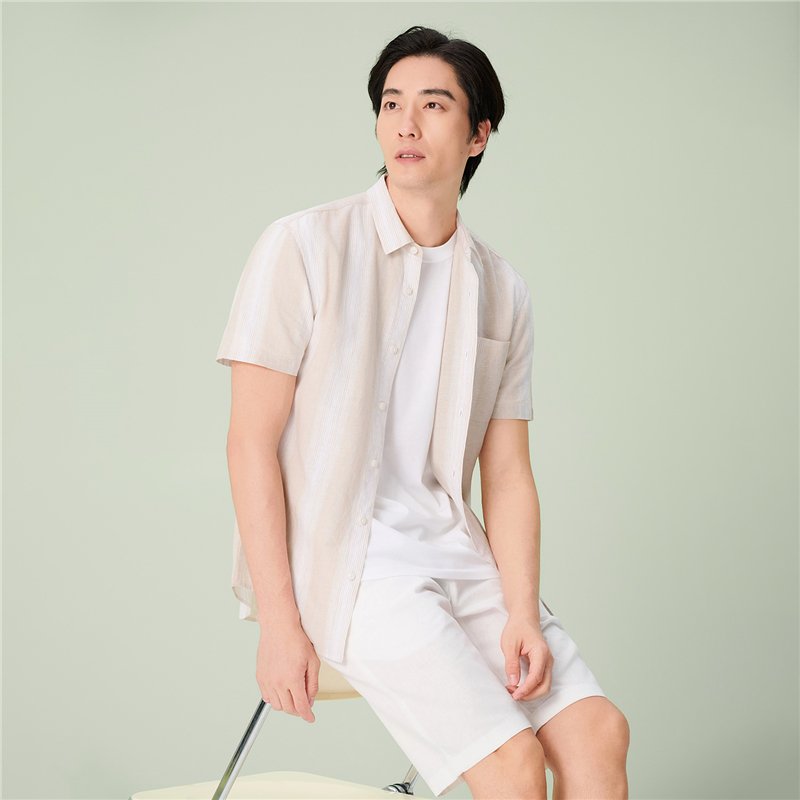 Men's Linen Popplin Shirt - Giordano Online