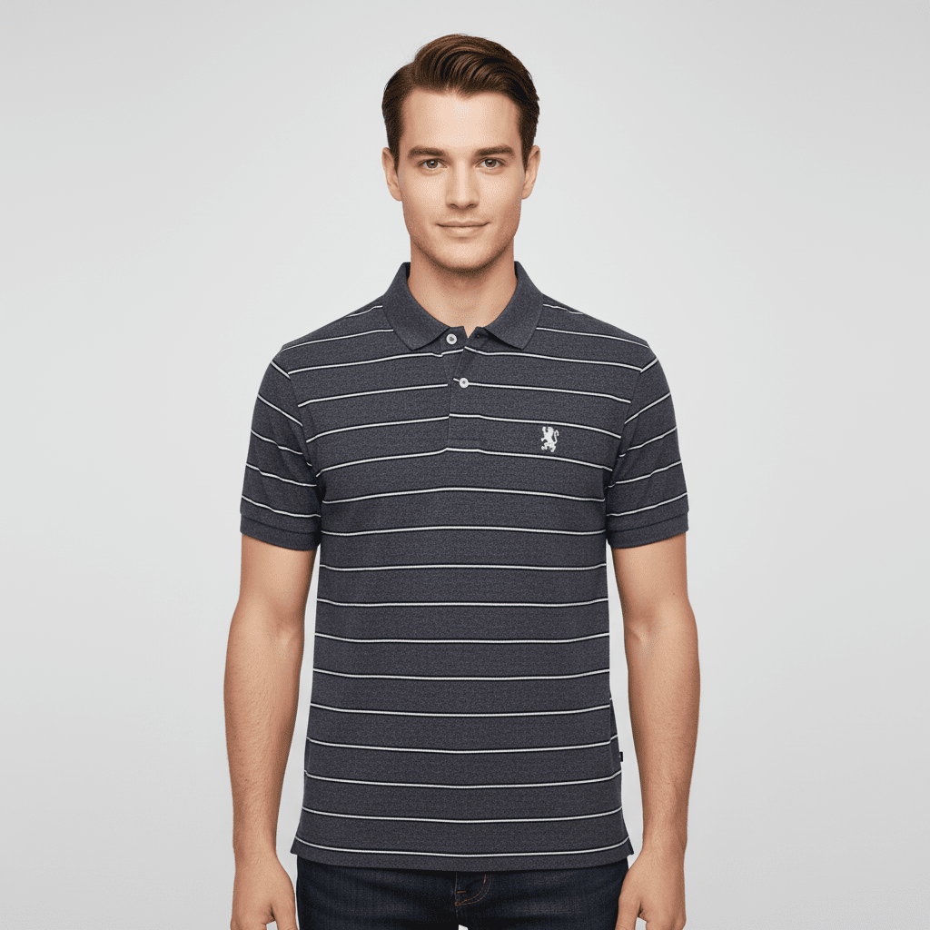 Men's Lion Embroidery Stripe Polo - Giordano Online