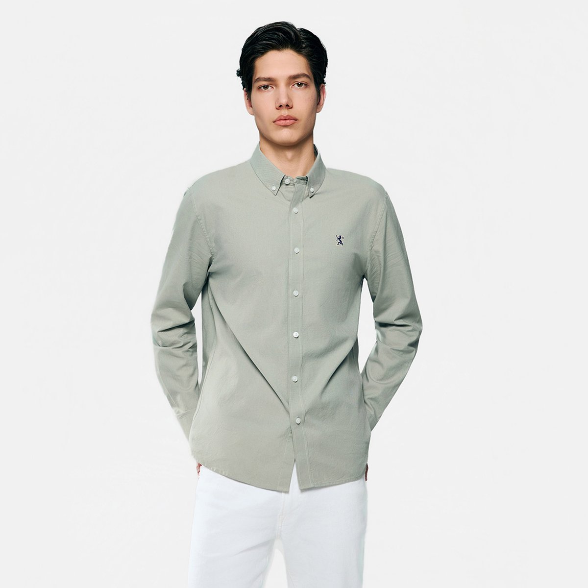 Men's Lion Oxford Slim Long Sleeve Shirt - Giordano Online