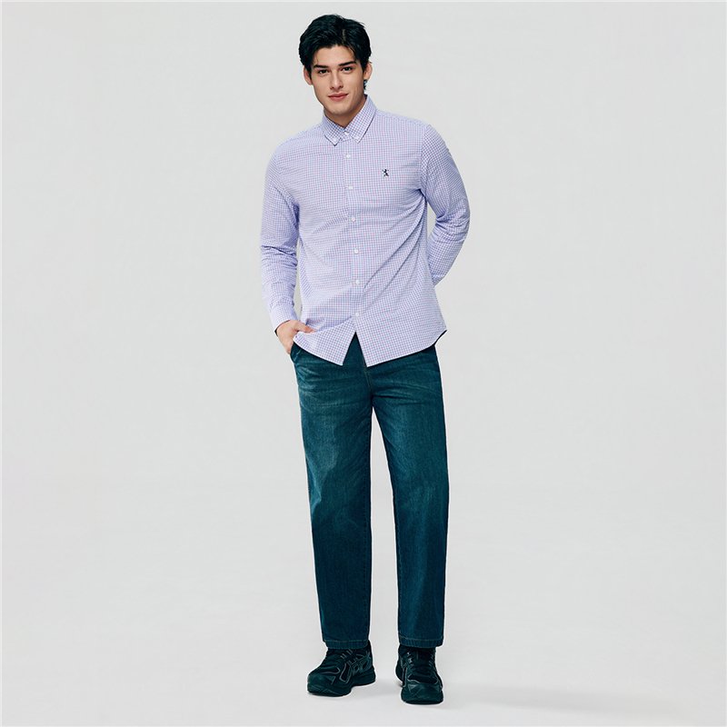 Men's Lion Oxford Slim Long Sleeve Shirt - Giordano Online