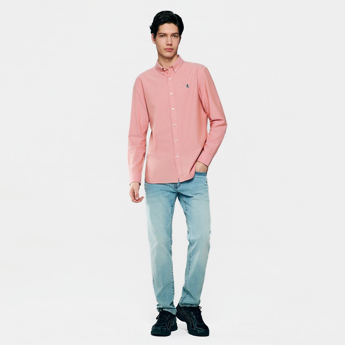 Men's Lion Oxford Slim Long Sleeve Shirt - Giordano Online