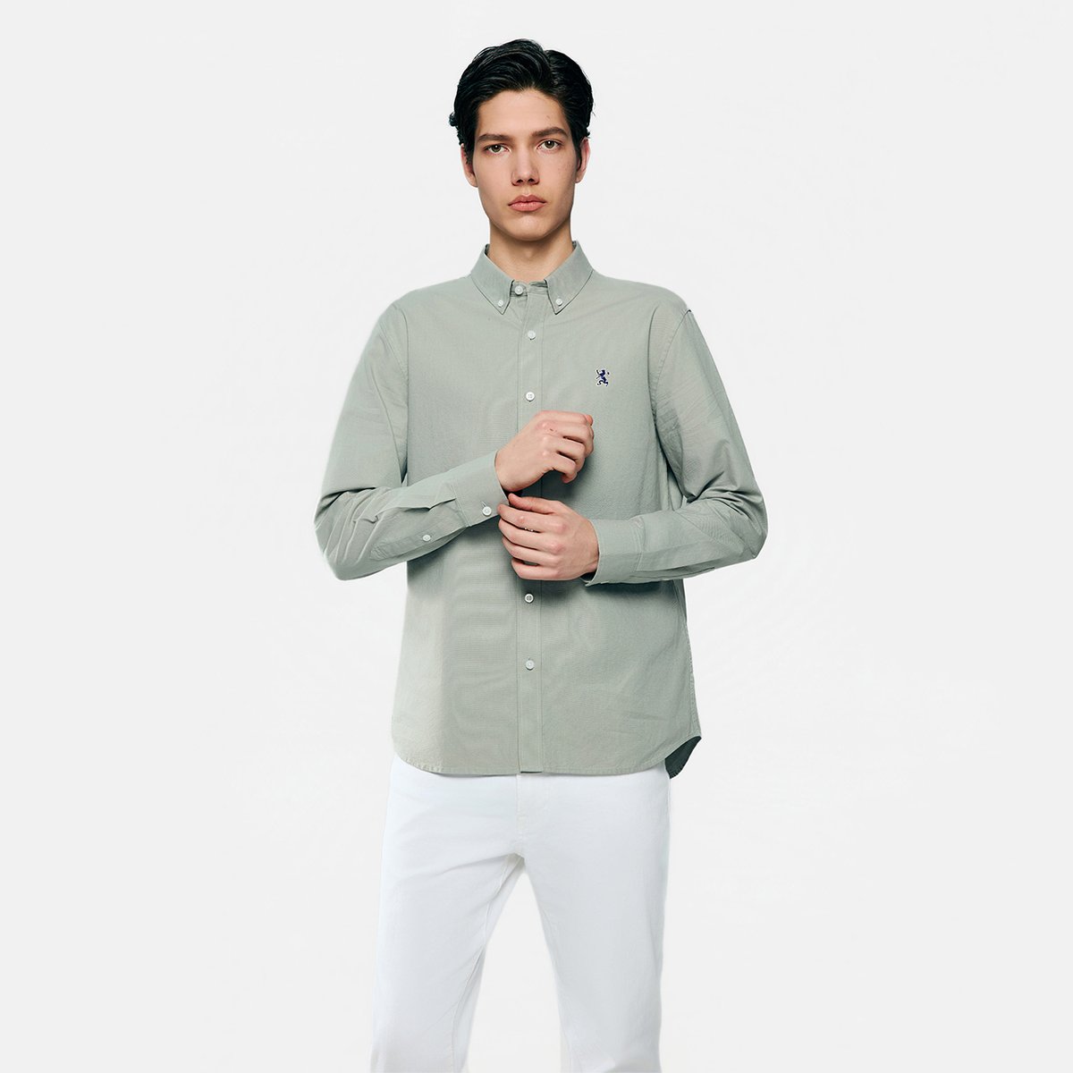 Men's Lion Oxford Slim Long Sleeve Shirt - Giordano Online