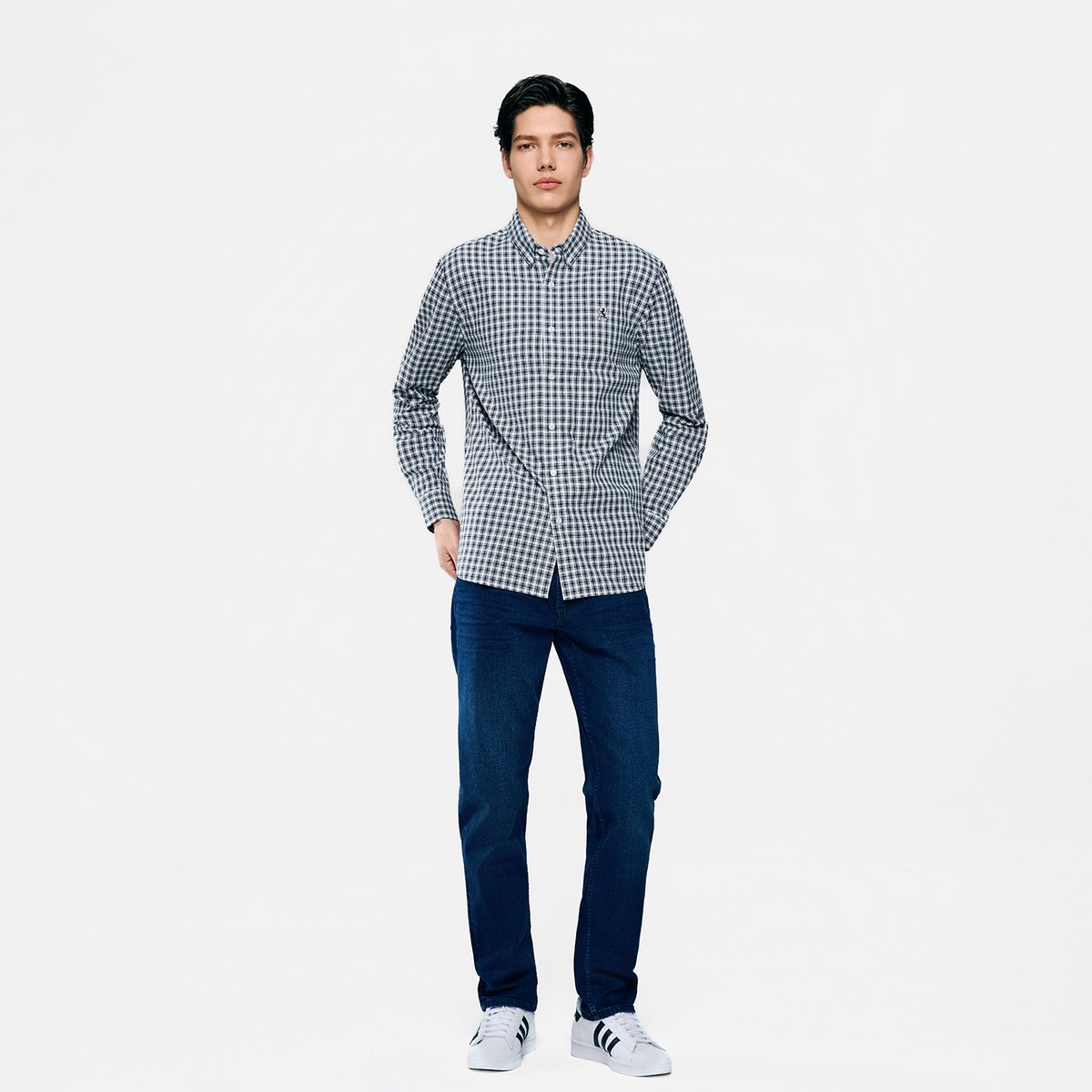 Men's Lion Oxford Slim Long Sleeve Shirt - Giordano Online