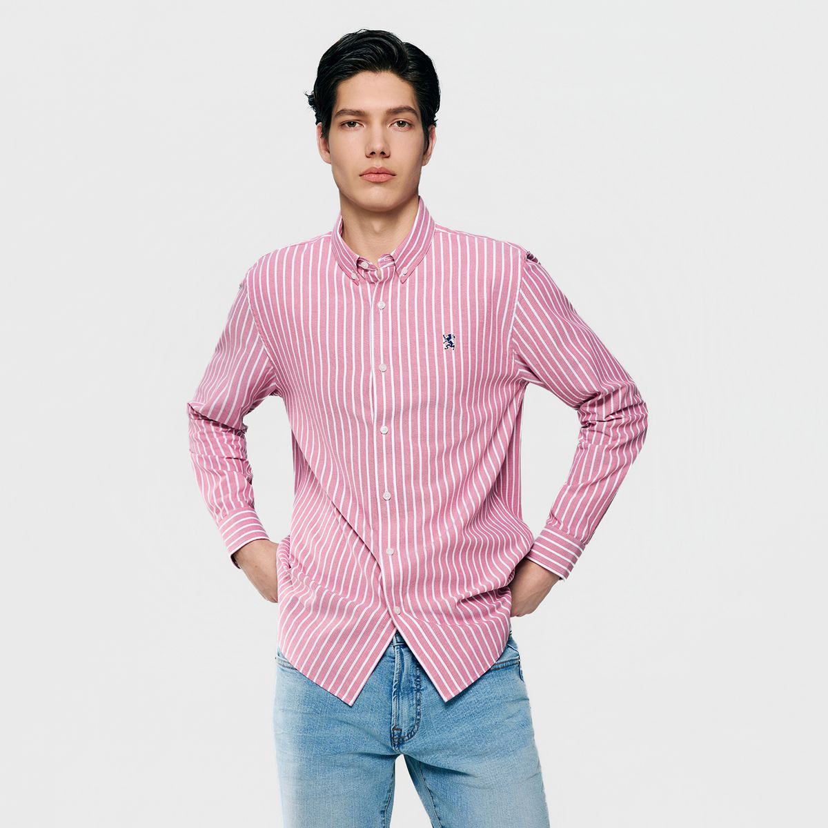 Men's Lion Oxford Slim Long Sleeve Shirt - Giordano Online