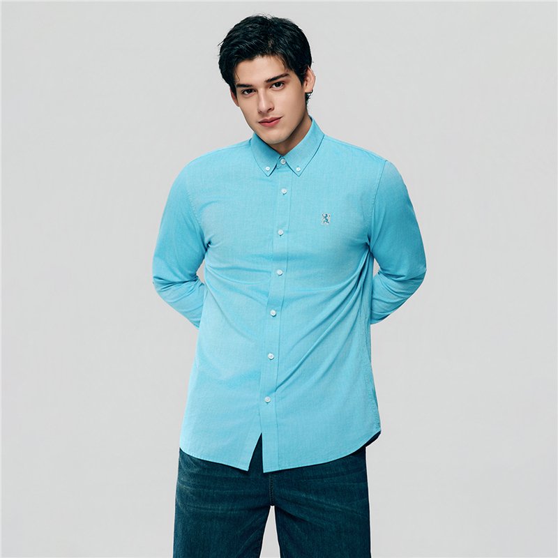 Men's Lion Oxford Slim Long Sleeve Shirt - Giordano Online