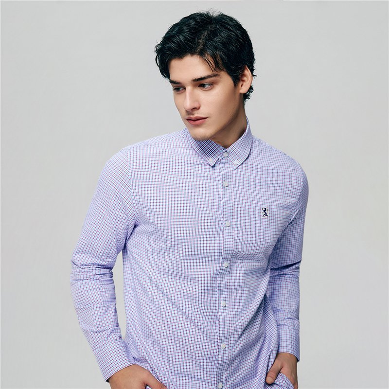 Men's Lion Oxford Slim Long Sleeve Shirt - Giordano Online