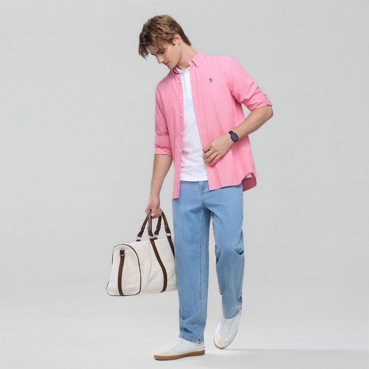 Men's Lion Oxford Slim Long Sleeve Shirt - Giordano Online