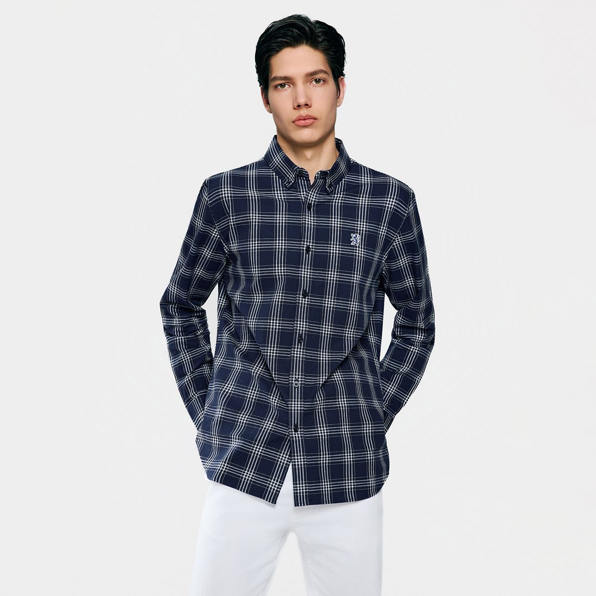 Men's Lion Oxford Slim Long Sleeve Shirt - Giordano Online