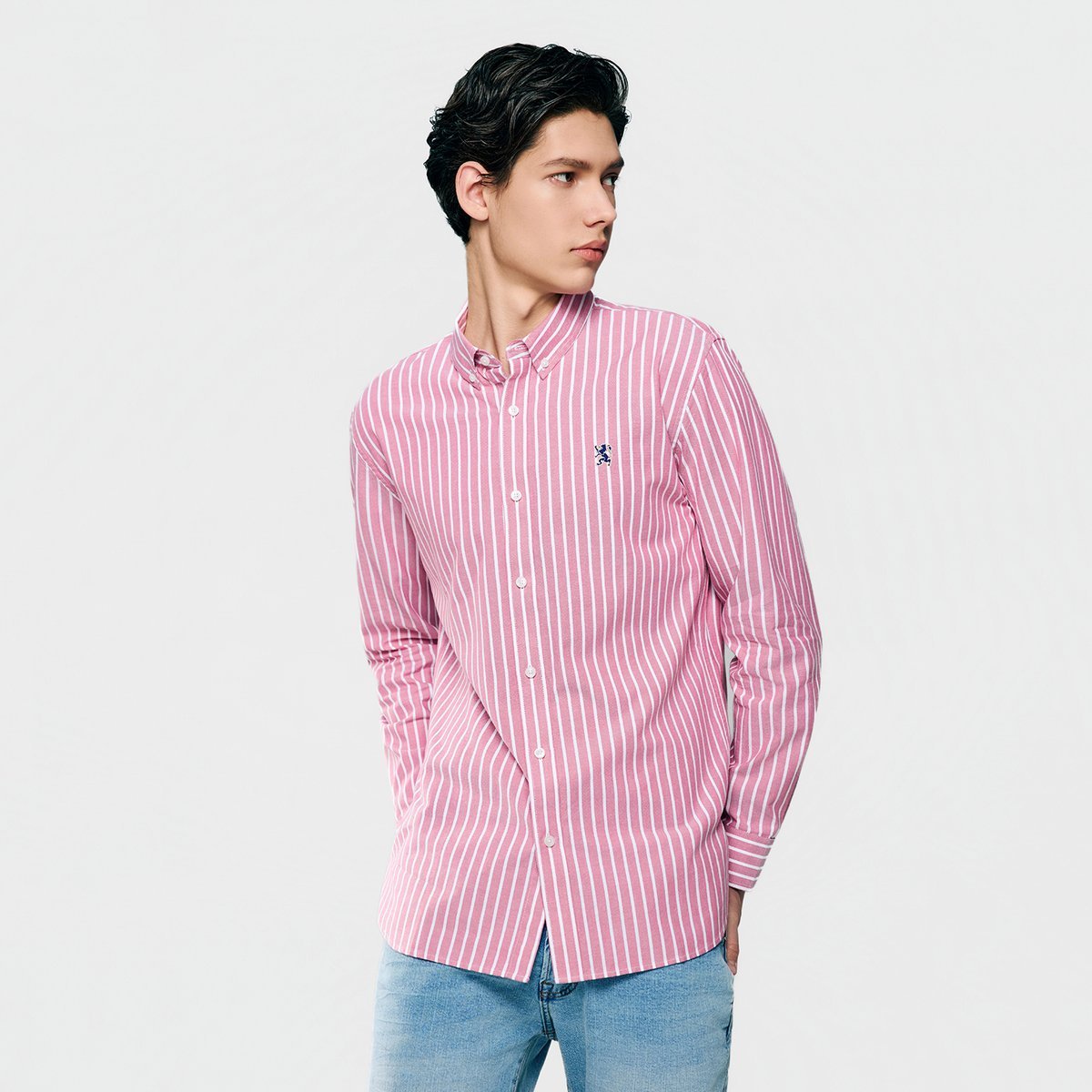 Men's Lion Oxford Slim Long Sleeve Shirt - Giordano Online