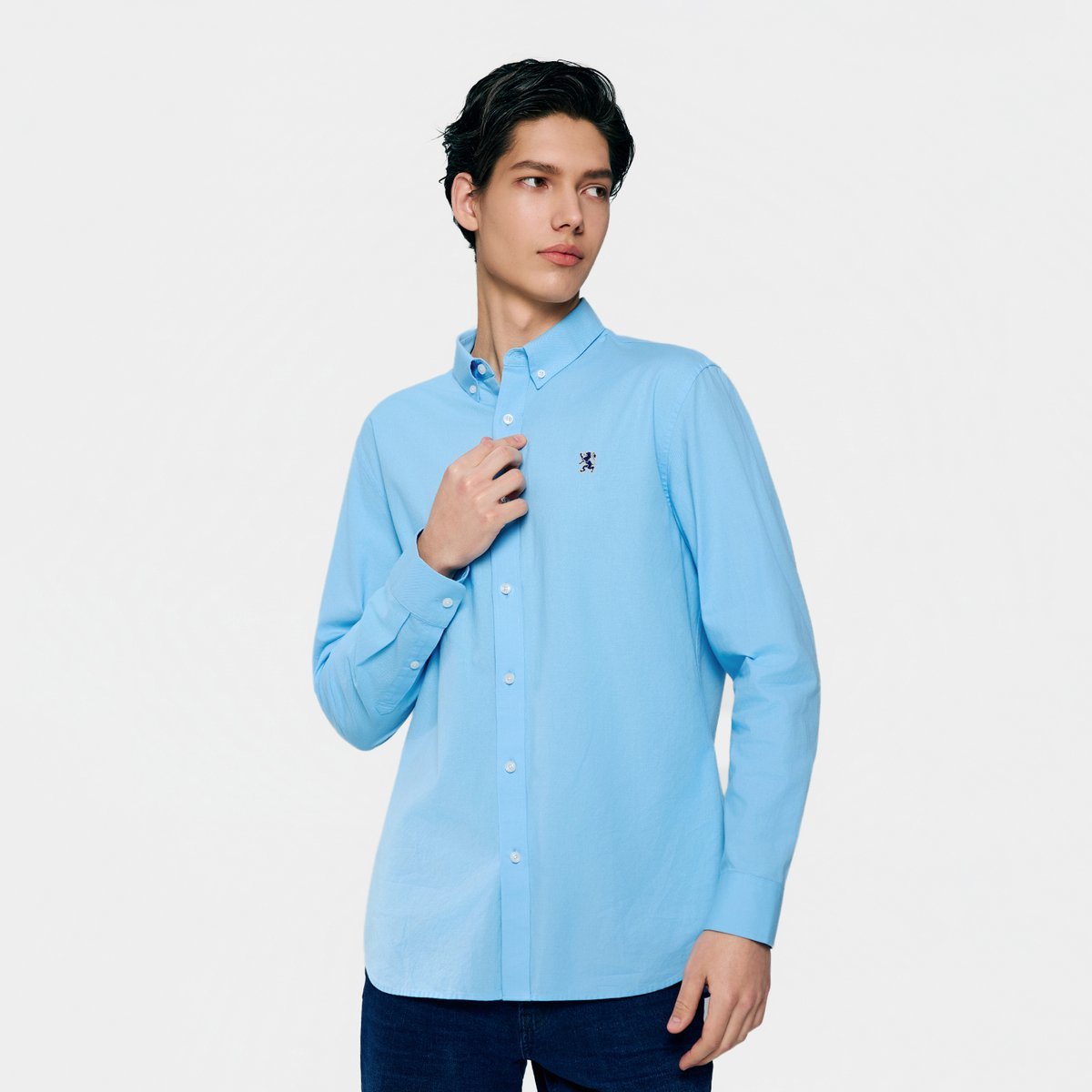 Men's Lion Oxford Slim Long Sleeve Shirt - Giordano Online