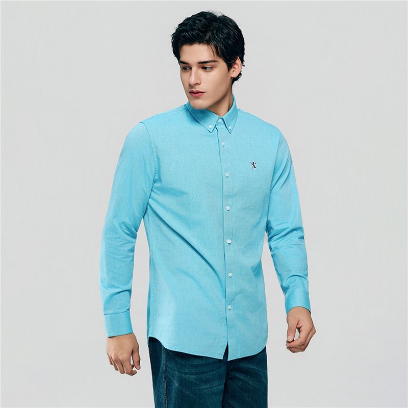 Men's Lion Oxford Slim Long Sleeve Shirt - Giordano Online