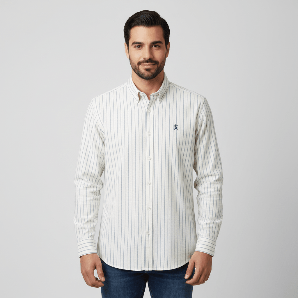 Men's Lion Oxford Slim Long Sleeve Shirt - Giordano Online