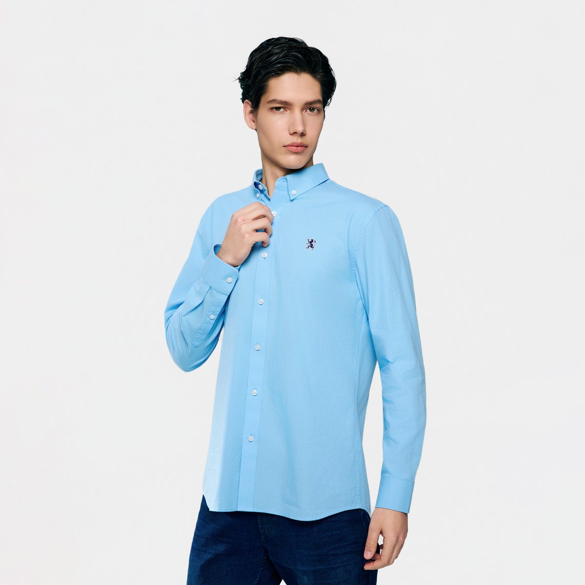 Men's Lion Oxford Slim Long Sleeve Shirt - Giordano Online