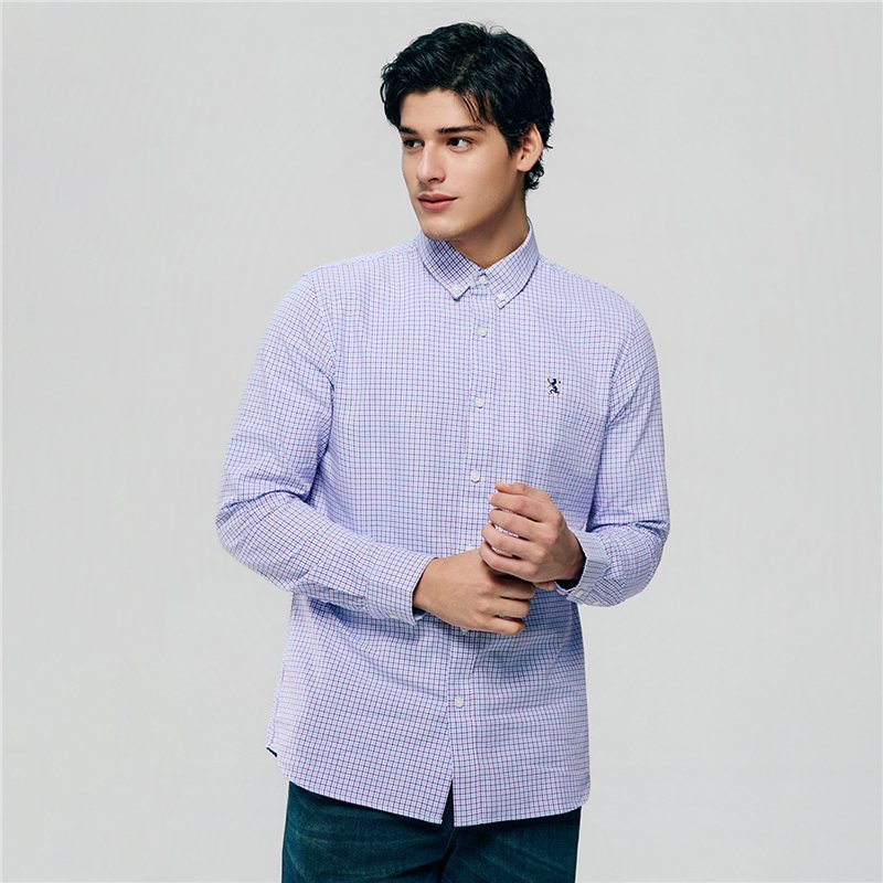 Men's Lion Oxford Slim Long Sleeve Shirt - Giordano Online