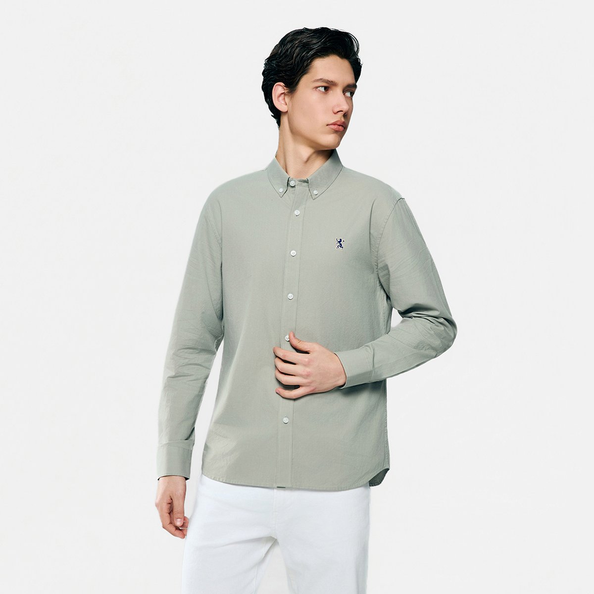 Men's Lion Oxford Slim Long Sleeve Shirt - Giordano Online