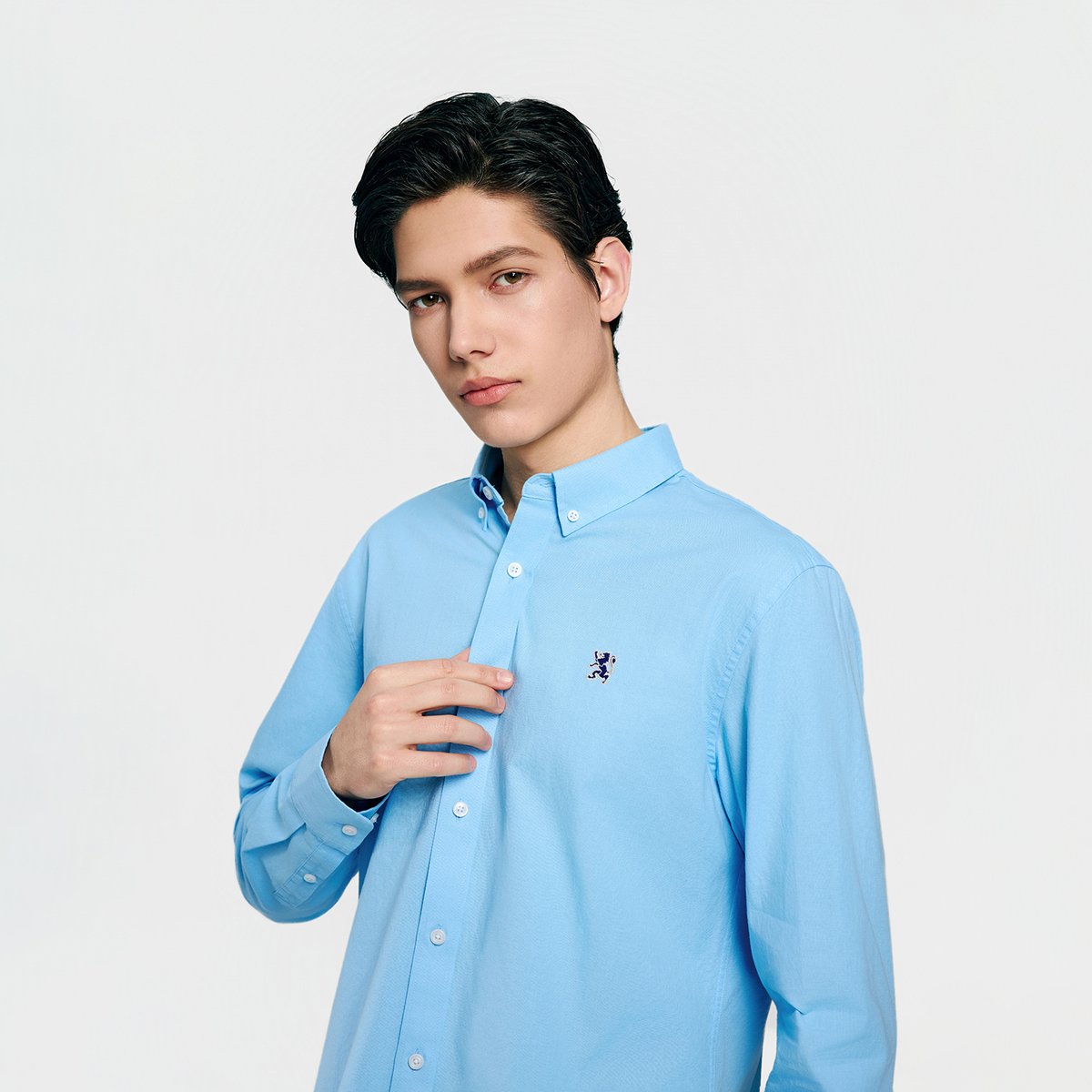 Men's Lion Oxford Slim Long Sleeve Shirt - Giordano Online