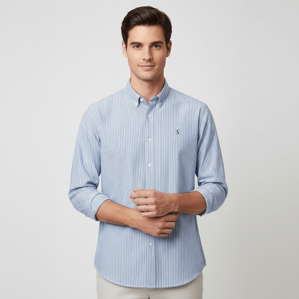 Men's Lion Oxford Slim Long Sleeve Shirt - Giordano Online
