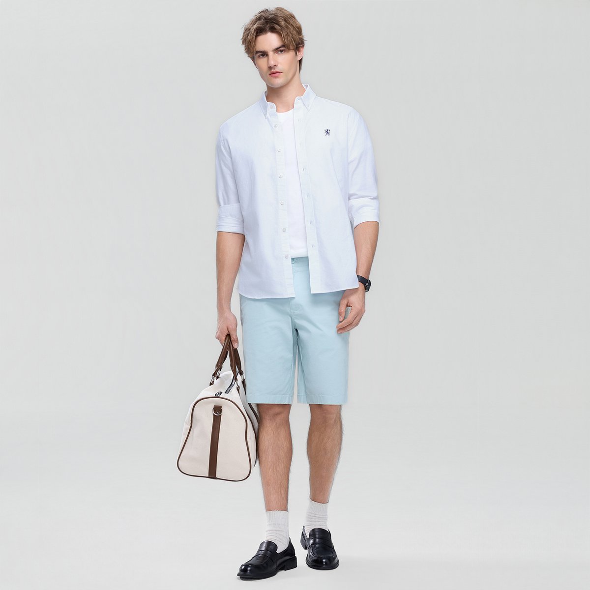 Men's Lion Oxford Slim Long Sleeve Shirt - Giordano Online