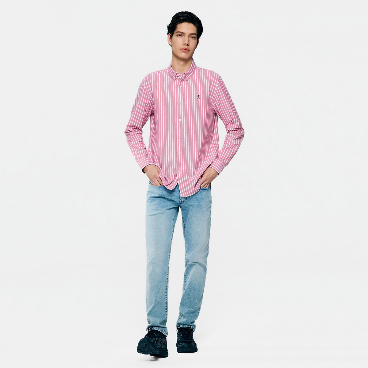 Men's Lion Oxford Slim Long Sleeve Shirt - Giordano Online