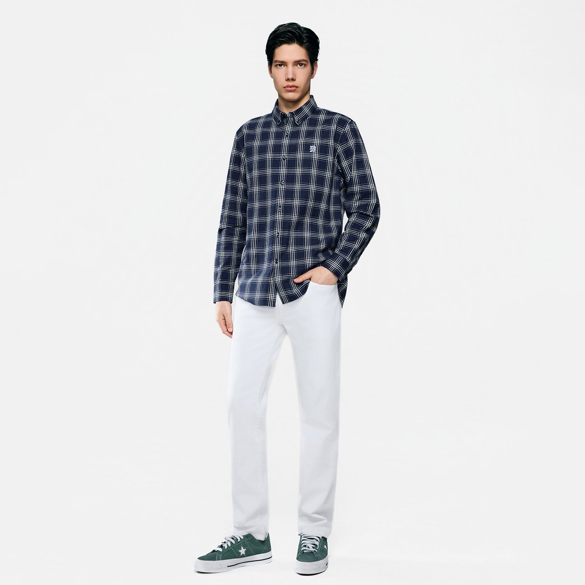 Men's Lion Oxford Slim Long Sleeve Shirt - Giordano Online